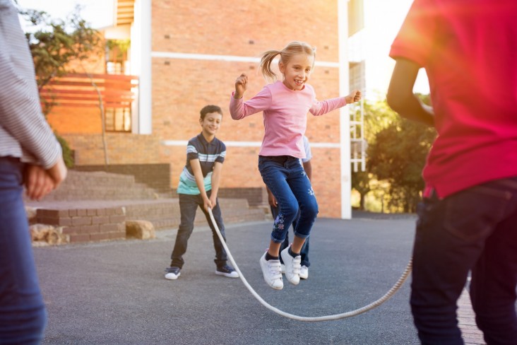Family playing outside