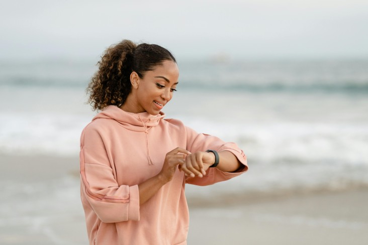 Woman checking watch